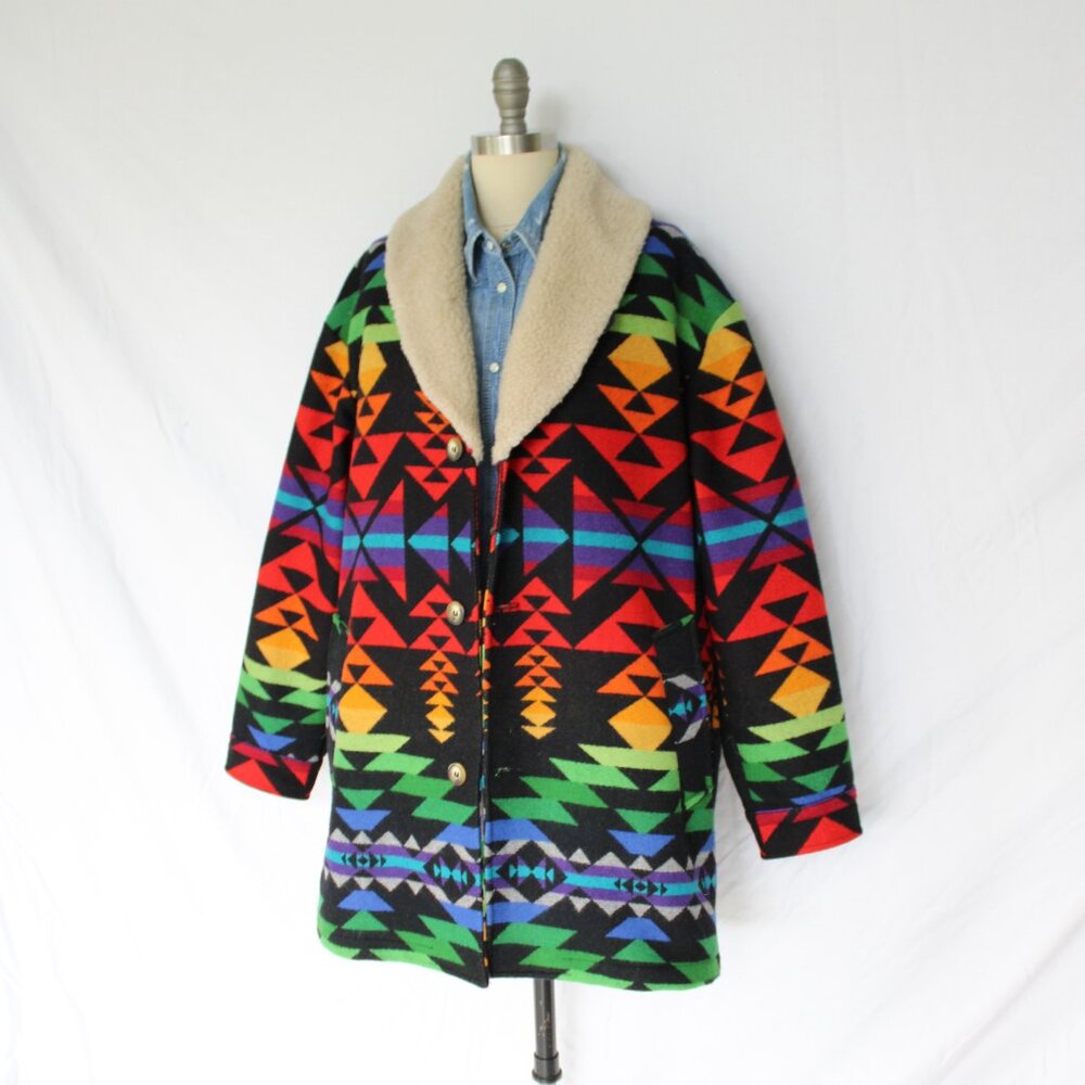 Pendleton shearling Car Coat ranch jacket Wool ma… - image 2